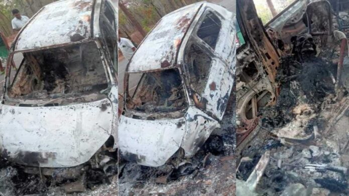 छत्तीसगढ़:- कोरबा कार में आग लगने से जिंदा जला ड्राइवर, शिनाख्ती में जुटी पुलिस