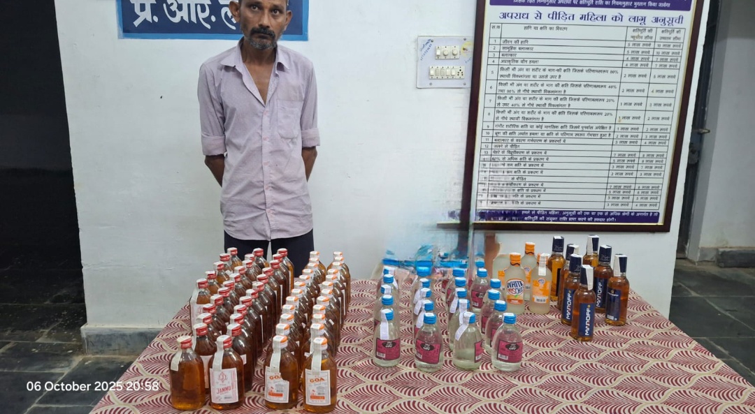 अवैध अंग्रेजी एवं देशी शराब बिक्री करने वाले को बेलगहना पुलिस ने किया गिरफ्तार