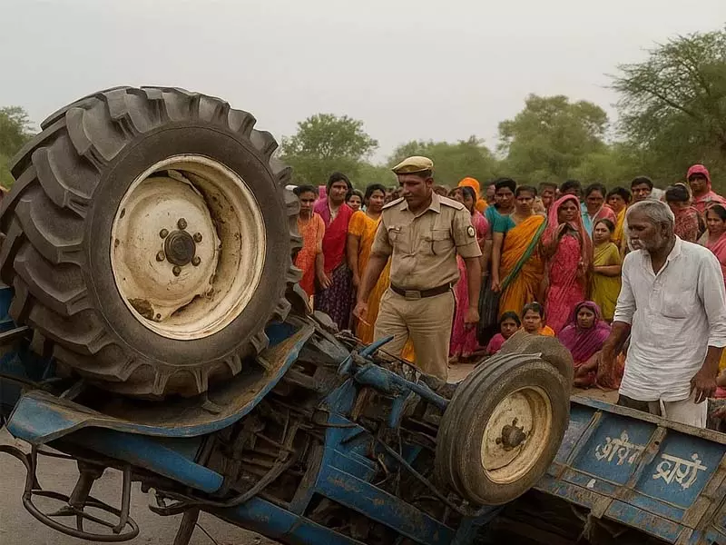 श्रद्धालुओं से भरी ट्रैक्टर-ट्रॉली पलटी, दो की मौत, 15 घायल