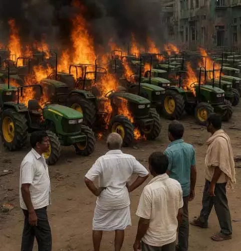 गन्ना किसानों का गुस्सा भड़का, 100 से ज्यादा ट्रॉलियों में लगाई आग