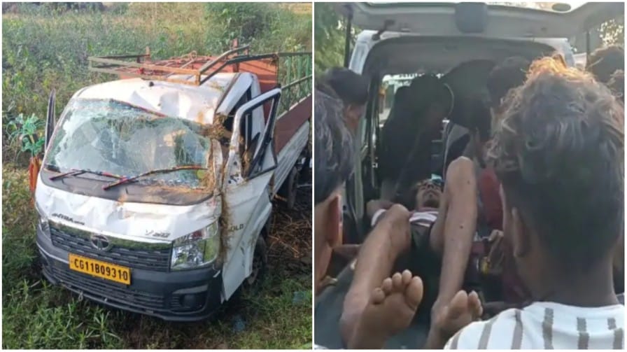 पिकनिक से लौट रहे युवकों का वाहन पलटा: 7 घायल, 3 की हालत गंभीर; नशे में था चालक, अकलतरा में मची अफरा-तफरी.